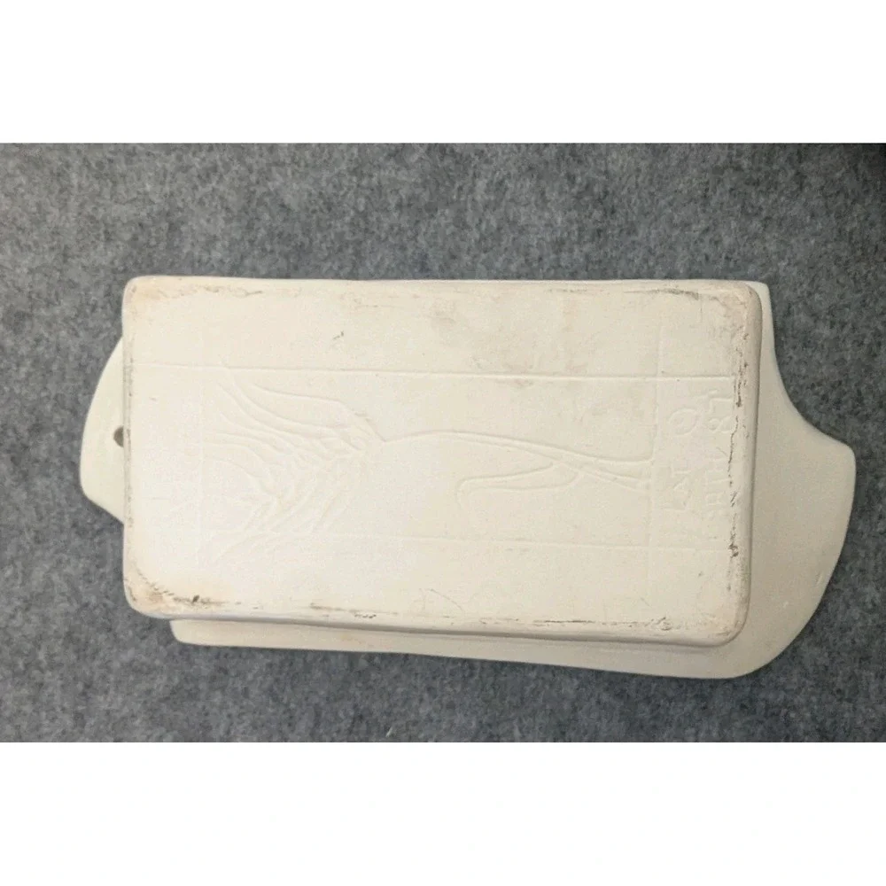 Vtg Flat Earth Pottery Blue Sponge Design Baking Loaf Pan 3.5x7.0x2.0(Inner)